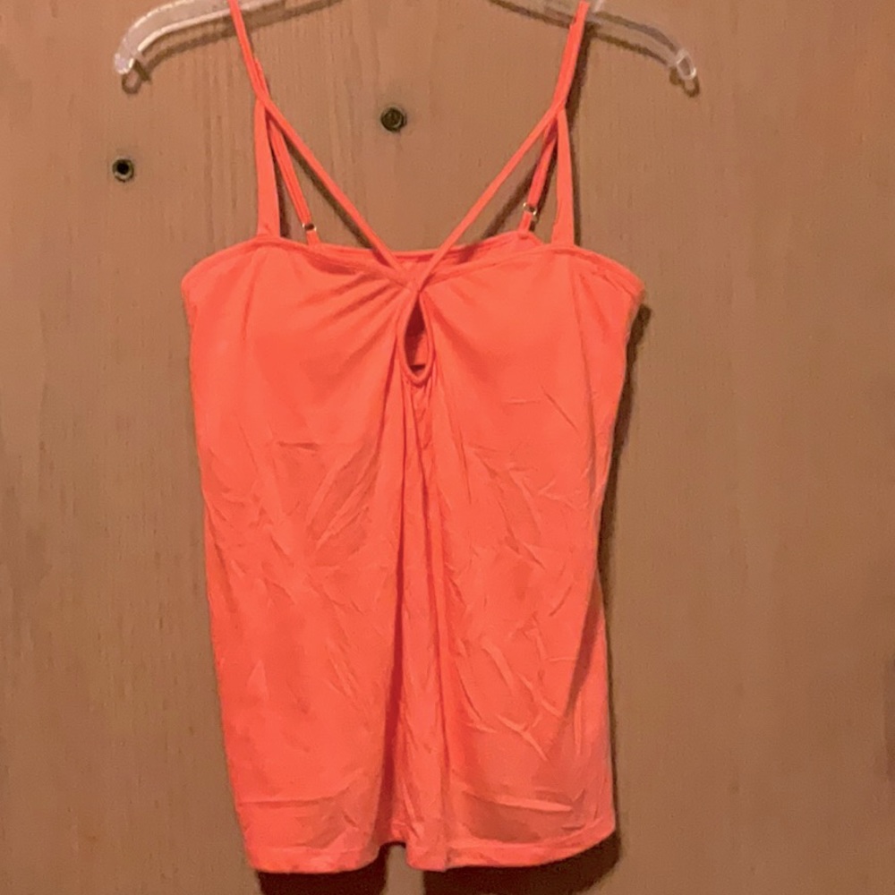 Strappy Cami with built in bra in pastel orange